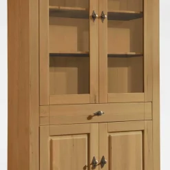 Wohnen Esszimmer-Vitrinen*Landhaus Vitrinenschrank in Kiefer Lauge & Grau - Eshelas