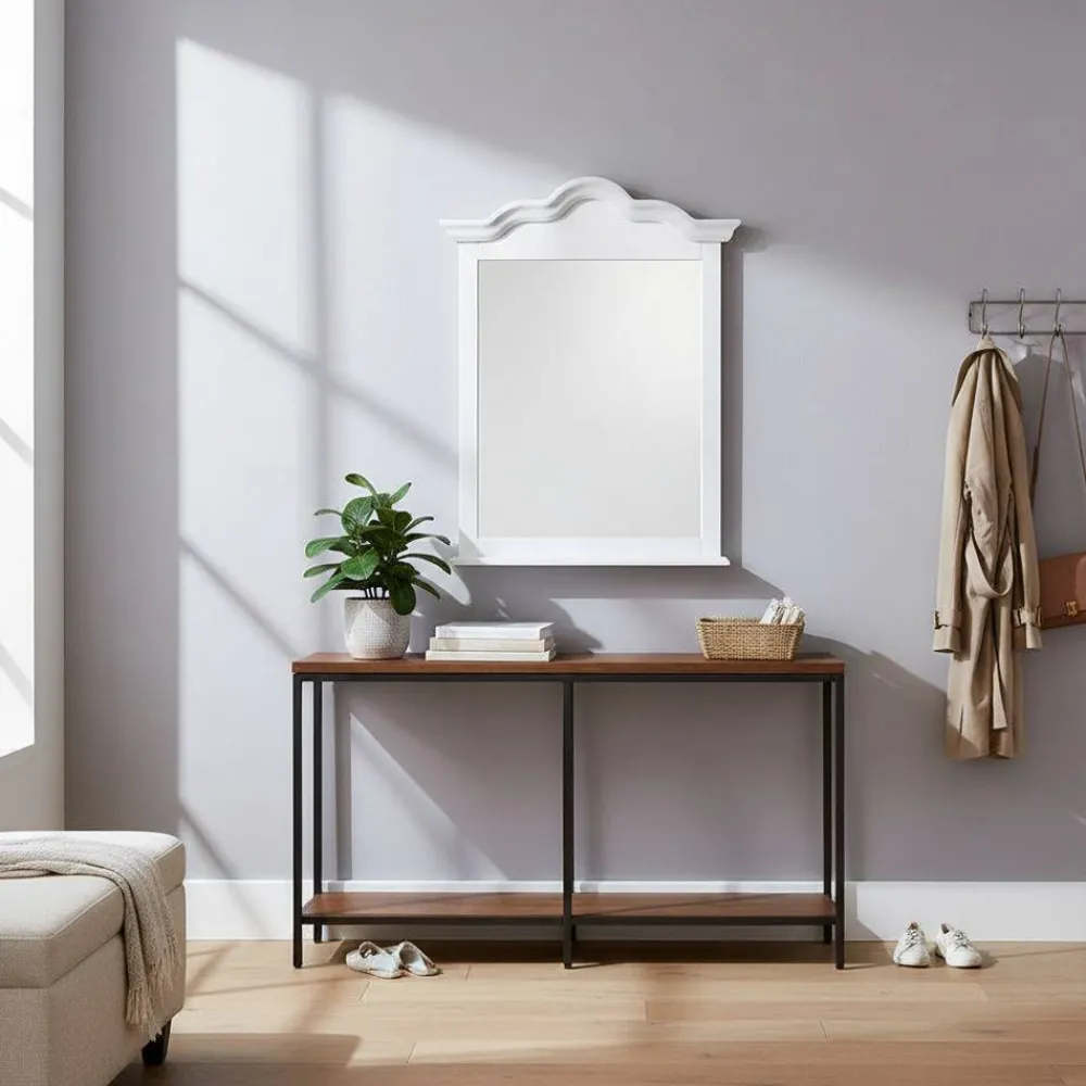 Wohnen Glasmöbel|Spiegel*Landhaus Wandspiegel in Weiß Laburita Holzrahmen Kiefer