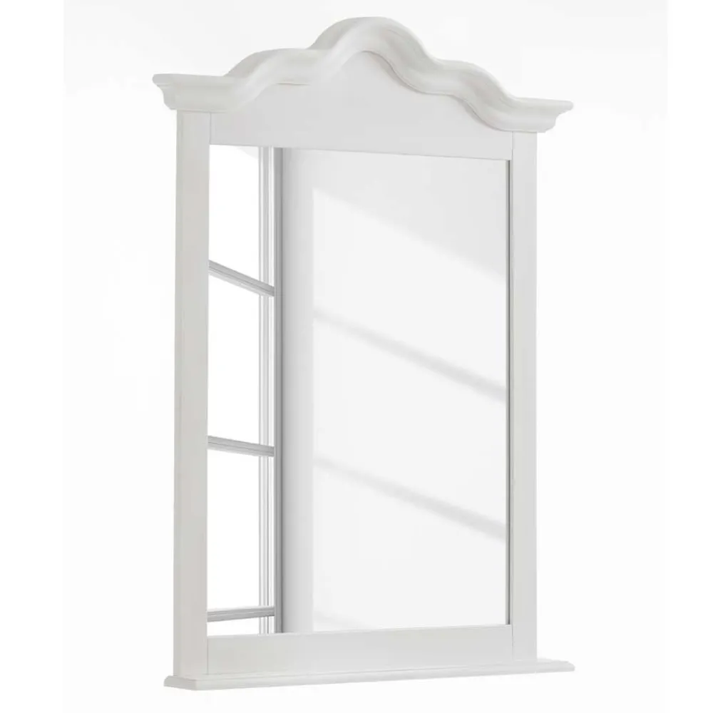 Wohnen Glasmöbel|Spiegel*Landhaus Wandspiegel in Weiß Laburita Holzrahmen Kiefer