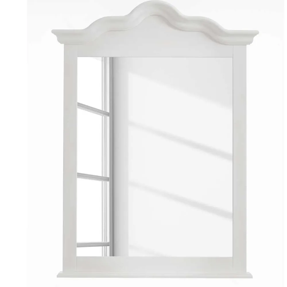 Wohnen Glasmöbel|Spiegel*Landhaus Wandspiegel in Weiß Laburita Holzrahmen Kiefer