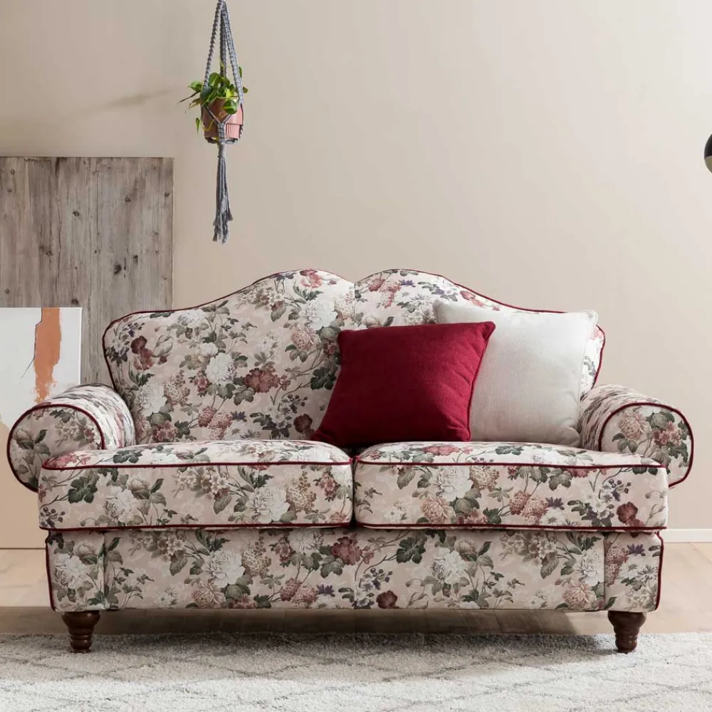 Wohnen Vintage Möbel*Landhaus Zweisitzer Couch mit Blumen - Baonga