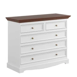 Wohnen Landhauskommode in Weiß und Nussbaum - Manipur