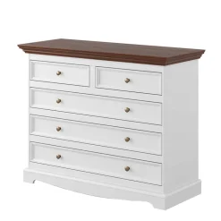 Wohnen Landhauskommode in Weiß und Nussbaum - Manipur