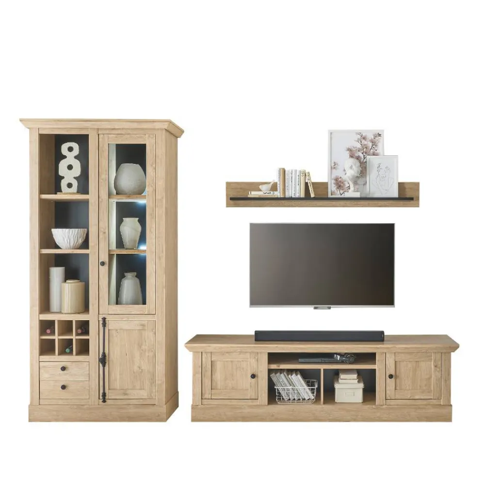 Wohnen Wohnwände|Wohnwand*Landhaus-TV-Anbauwand Set - Hengas (dreiteilig)