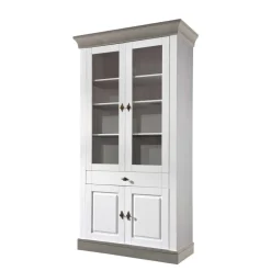 Wohnen Esszimmer-Vitrinen*Landhausvitrine Mirandesca in Weiß Grau