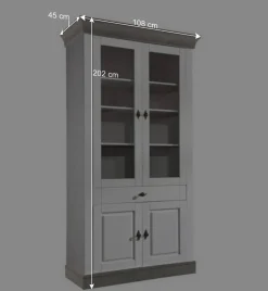 Wohnen Esszimmer-Vitrinen*Landhausvitrine Mirandesca in Weiß Grau