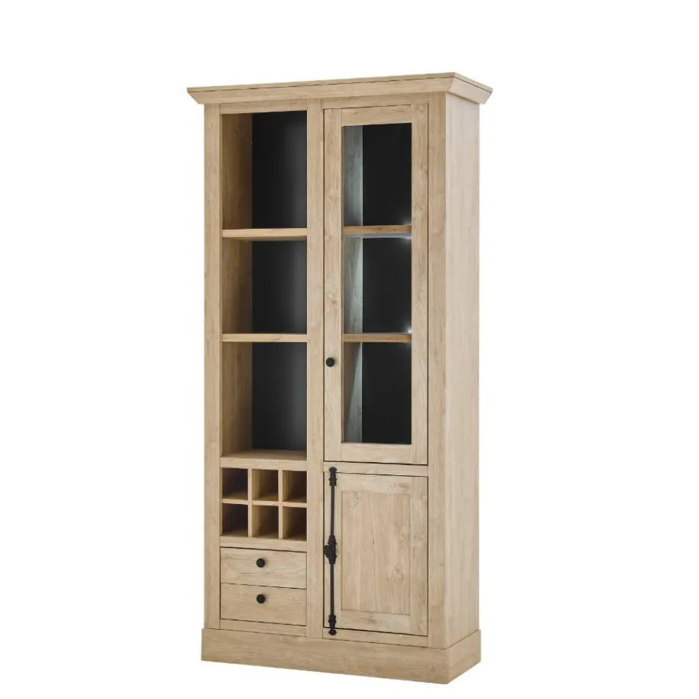 Wohnen Vitrinen|Wohnzimmer-Vitrinen*Landhaus-Vitrinenschrank in Eiche Gold - Hengas