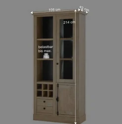 Wohnen Vitrinen|Wohnzimmer-Vitrinen*Landhaus-Vitrinenschrank in Eiche Gold - Hengas