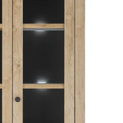 Wohnen Vitrinen|Wohnzimmer-Vitrinen*Landhaus-Vitrinenschrank in Eiche Gold - Hengas