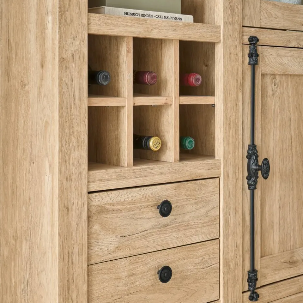 Wohnen Vitrinen|Wohnzimmer-Vitrinen*Landhaus-Vitrinenschrank in Eiche Gold - Hengas