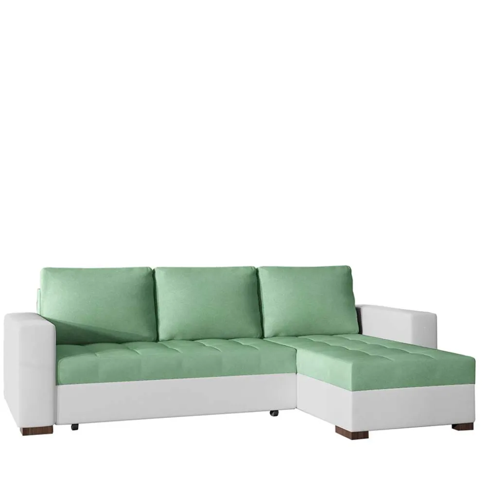 Wohnen Sofas|Sofa*L-Design Schlafsofa in Hellgrün und Weiß - Ingo