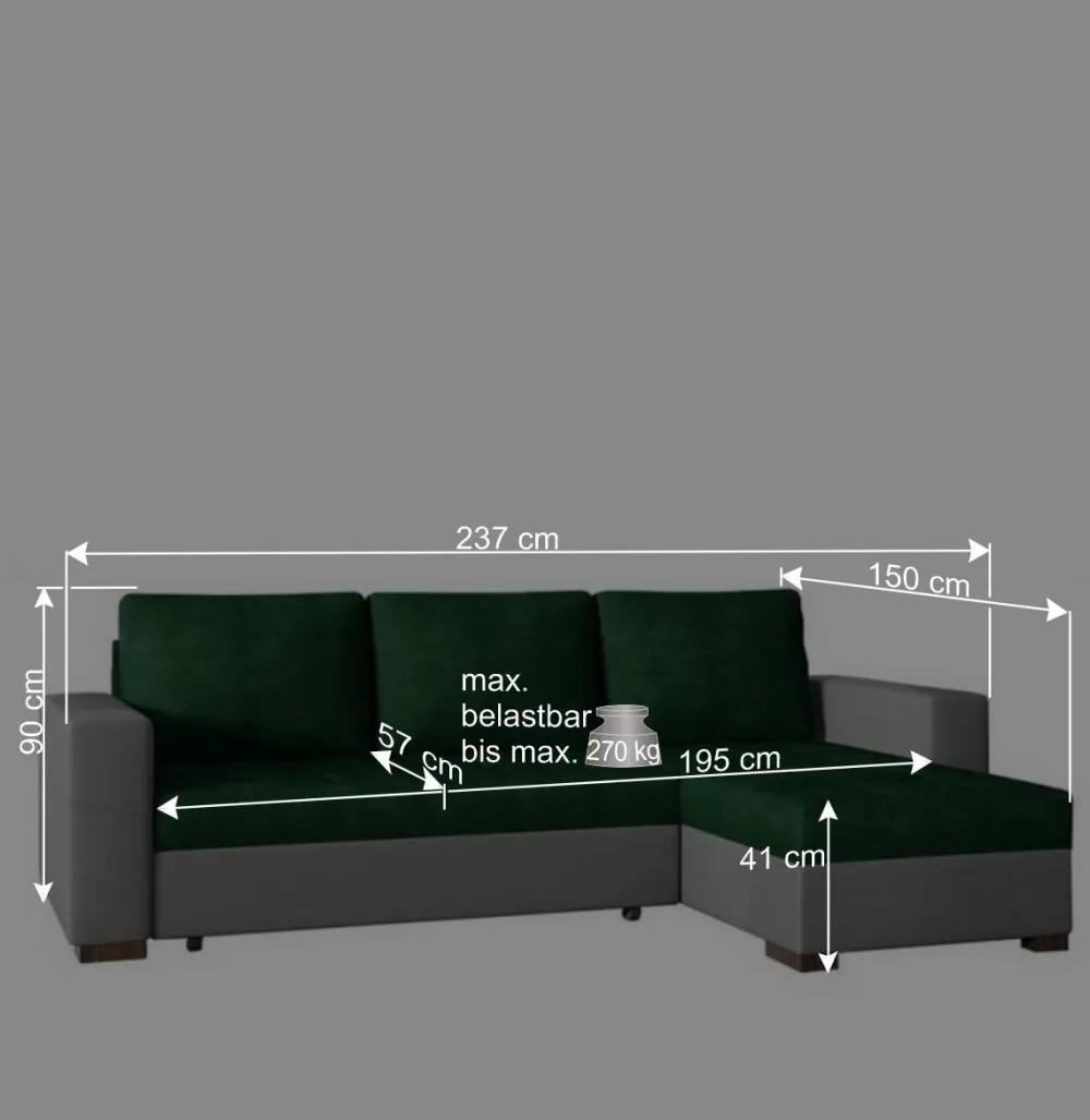 Wohnen Sofas|Sofa*L-Design Schlafsofa in Hellgrün und Weiß - Ingo