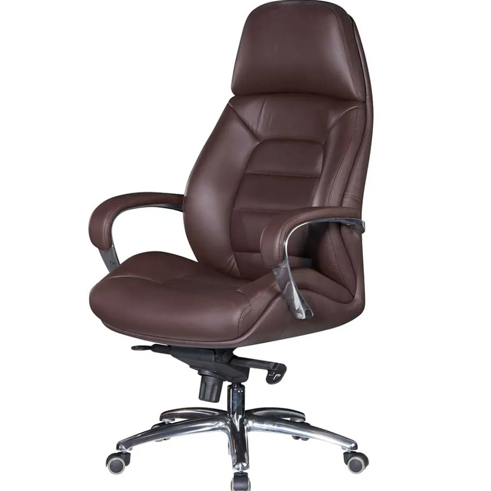 Wohnen Leder Bürosessel in Dunkelbraun - Kosra