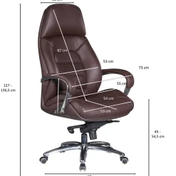 Wohnen Leder Bürosessel in Dunkelbraun - Kosra
