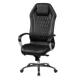 Wohnen Bürostühle*Leder Bürostuhl mit hoher Lehne in Schwarz - Posadas