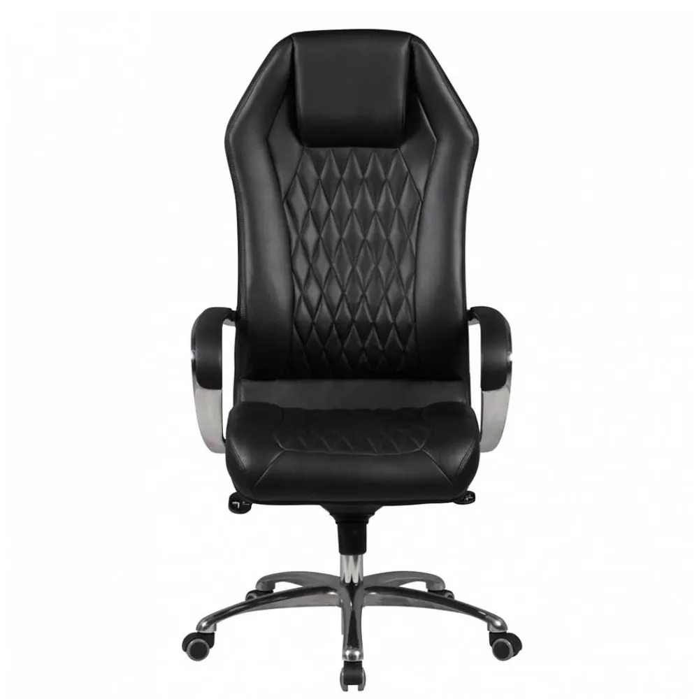 Wohnen Bürostühle*Leder Bürostuhl mit hoher Lehne in Schwarz - Posadas