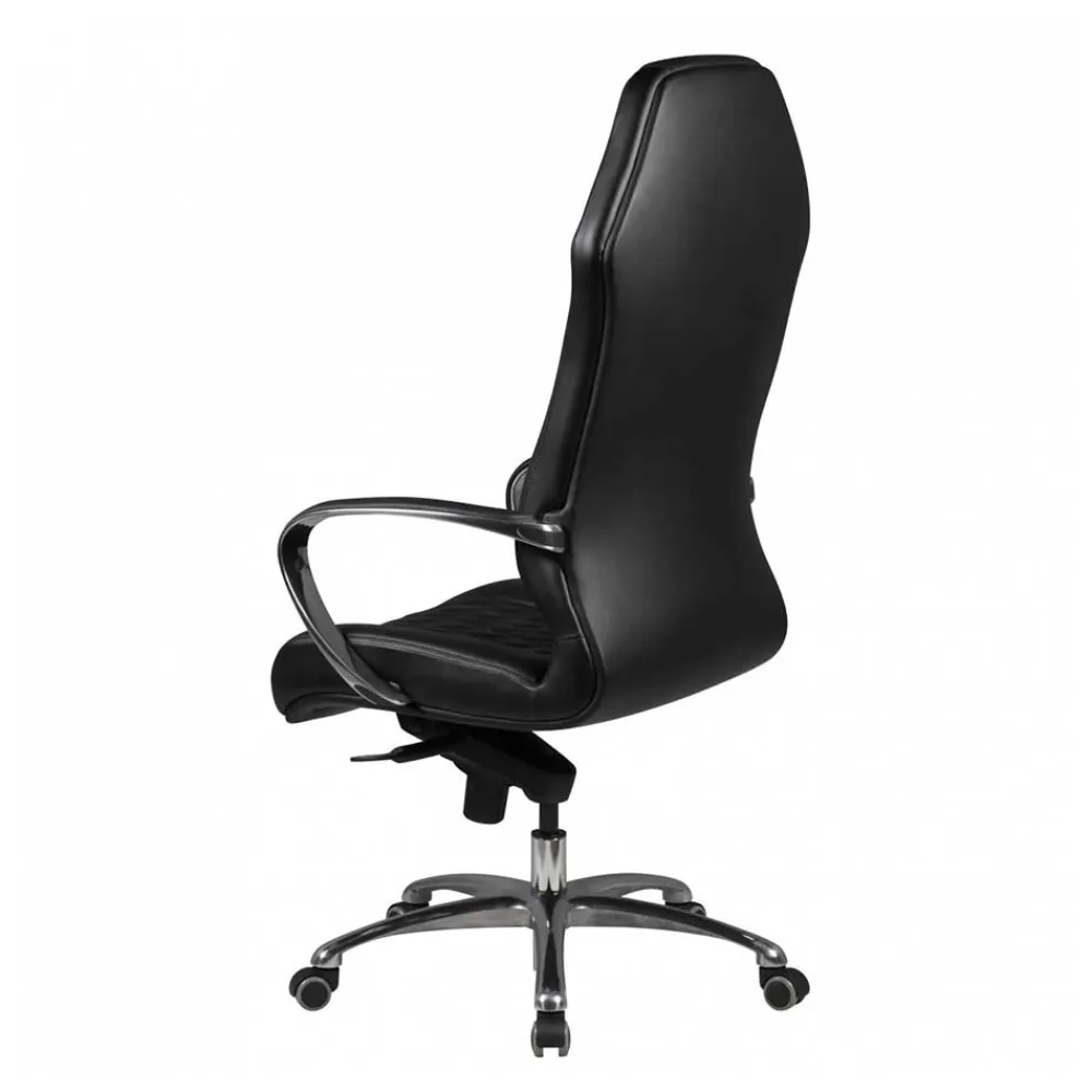 Wohnen Bürostühle*Leder Bürostuhl mit hoher Lehne in Schwarz - Posadas