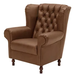 Wohnen Leder Chesterfieldsessel in Cognac Braun - Martinos