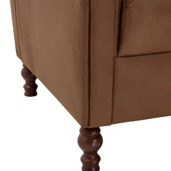 Wohnen Leder Chesterfieldsessel in Cognac Braun - Martinos