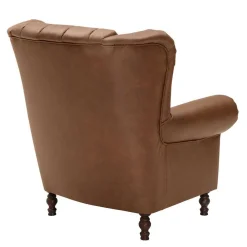Wohnen Leder Chesterfieldsessel in Cognac Braun - Martinos