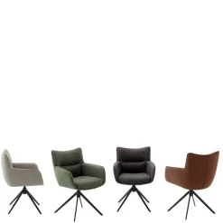 Wohnen Wohnzimmerstühle*Leder Esstischstühle in Creme - drehbar - Klimaca (2er Set)