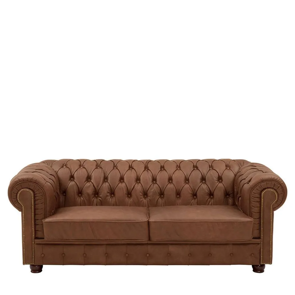 Wohnen Leder Polstergarnitur Chesterfield - Gonron (dreiteilig)