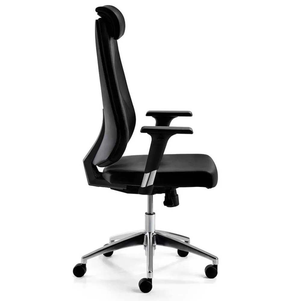 Wohnen Bürostühle*Leder Schreibtischstuhl in Schwarz - Bostaoro