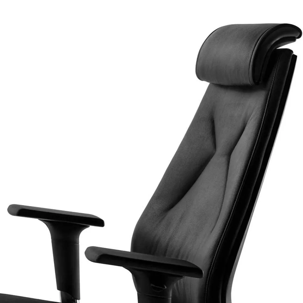 Wohnen Bürostühle*Leder Schreibtischstuhl in Schwarz - Bostaoro