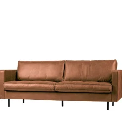 Wohnen Leder 3-Sitzer Couch in Braun Cognac - Eterna
