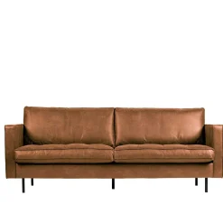 Wohnen Leder 3-Sitzer Couch in Braun Cognac - Eterna