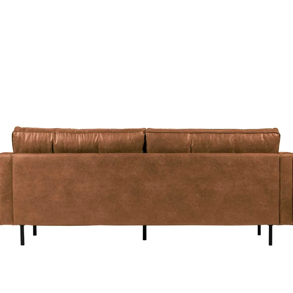 Wohnen Leder 3-Sitzer Couch in Braun Cognac - Eterna