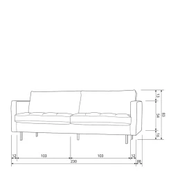Wohnen Leder 3-Sitzer Couch in Braun Cognac - Eterna