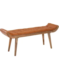 Wohnen Lederbank in Cognac Braun - Zyrjeta