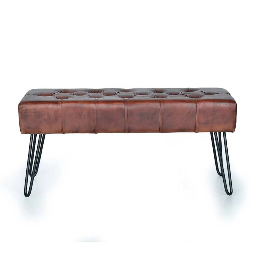 Wohnen Küchenbänke|Esszimmerbänke*Lederbank mit Knopfheftungen - Nofre