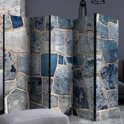 Wohnen Graue Möbel|Paravents*Leinwand Paravent in grauer Stein Mauer Optik - Tordino