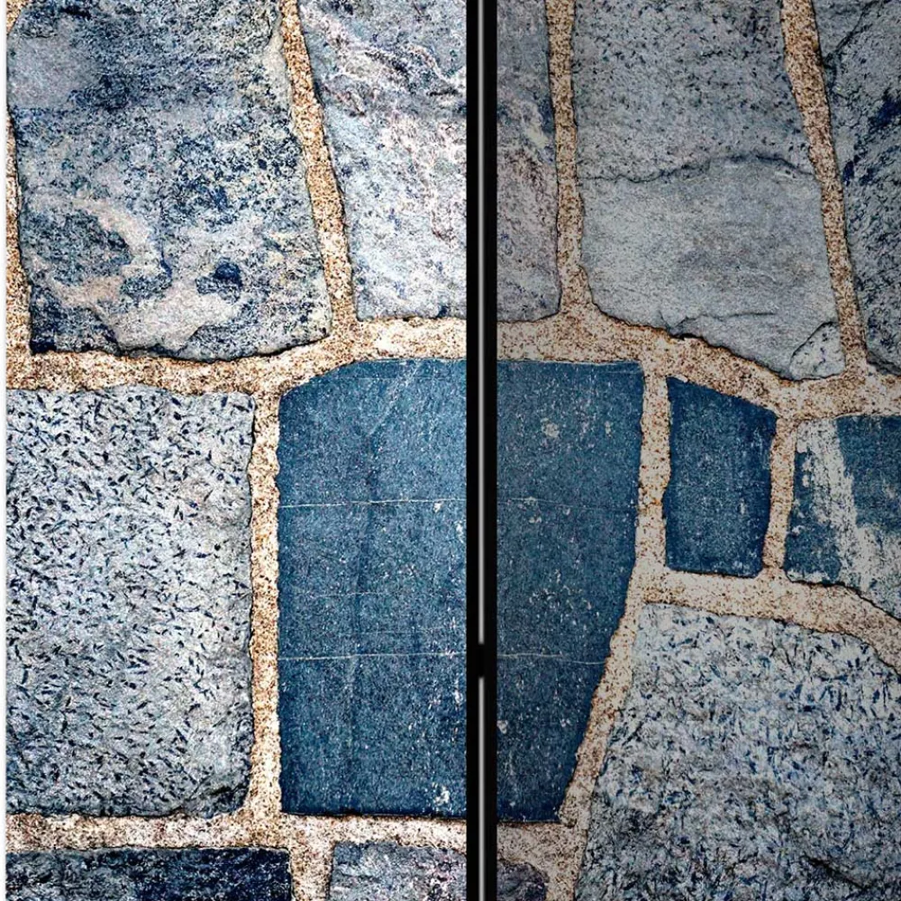 Wohnen Graue Möbel|Paravents*Leinwand Paravent in grauer Stein Mauer Optik - Tordino