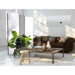 Wohnen Paravents|Asiatische Möbel*Leinwand Raumtrenner mit Zen Foto Druck - Anvidia