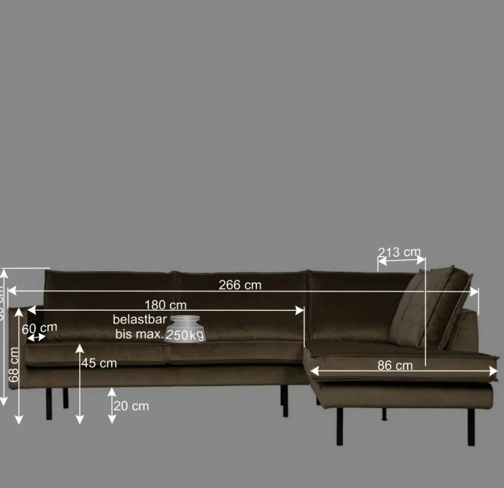 Wohnen L-Form Wohnzimmer Sofa in Taupe Samt - Museo