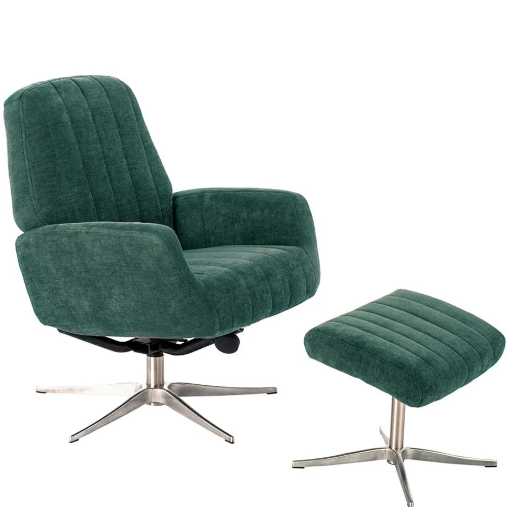 Wohnen Sessel & Hocker|Retro Möbel*Liegesessel & Hocker in Petrol Blau - Arizona (zweiteilig)