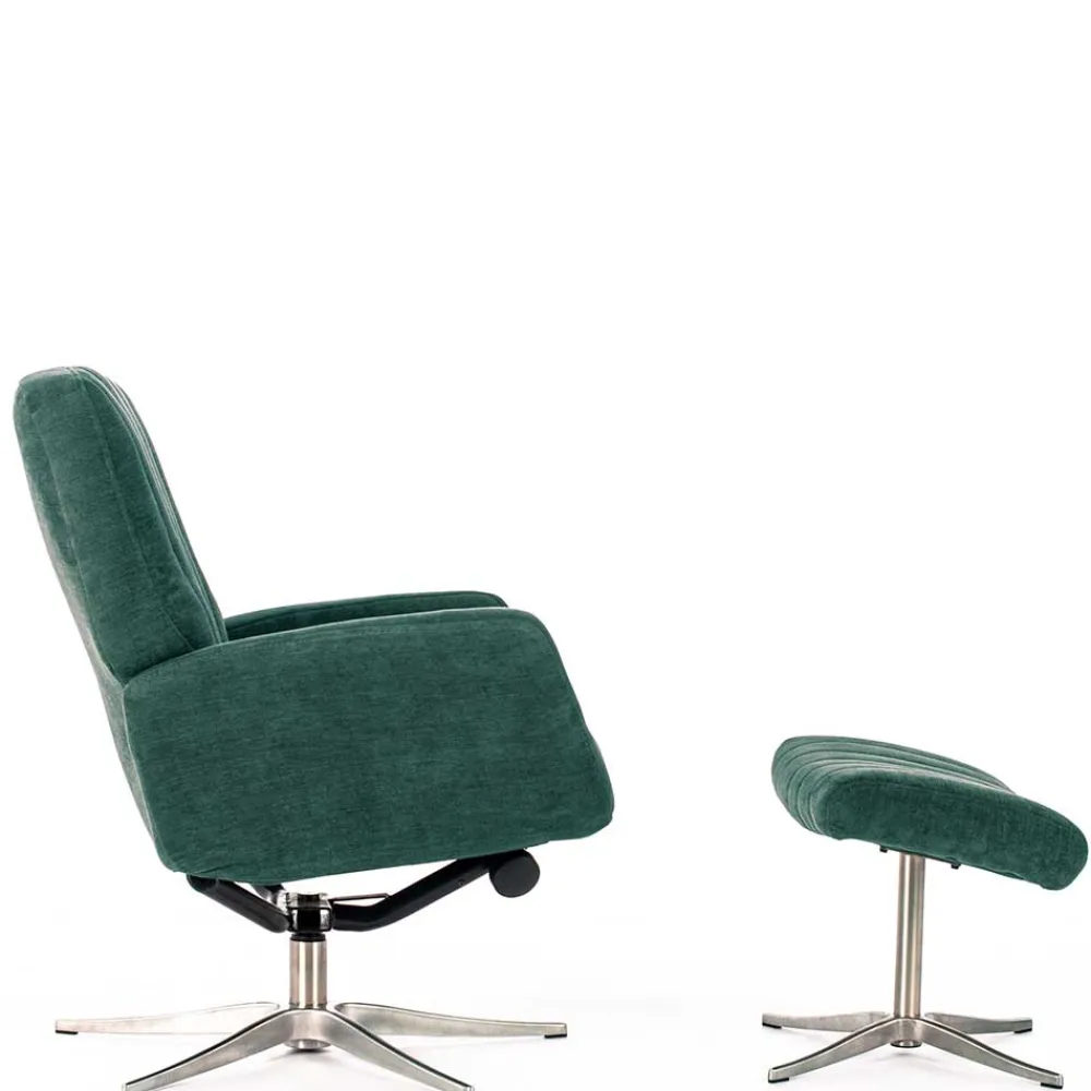 Wohnen Sessel & Hocker|Retro Möbel*Liegesessel & Hocker in Petrol Blau - Arizona (zweiteilig)