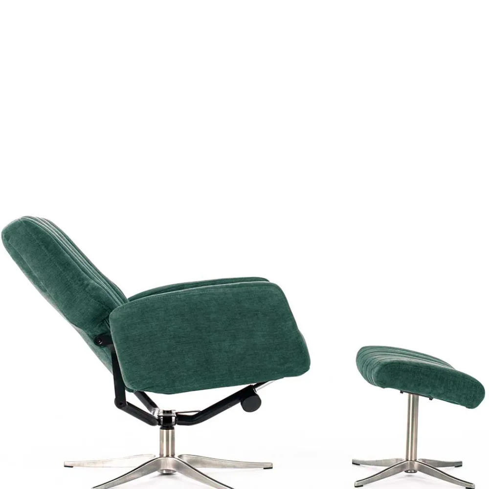 Wohnen Sessel & Hocker|Retro Möbel*Liegesessel & Hocker in Petrol Blau - Arizona (zweiteilig)