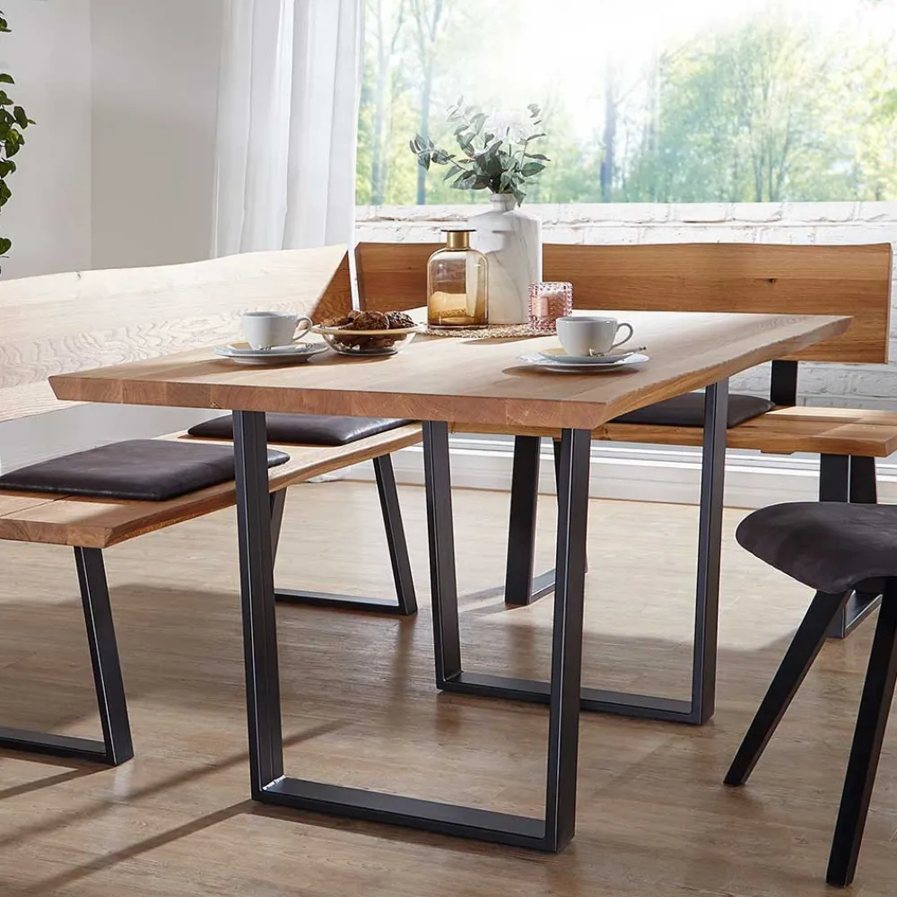 Wohnen Live Edge Esstisch aus Wildeiche & Stahl - Sympatia