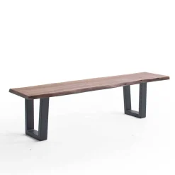 Wohnen Metall-Gartenmöbel|Gartenbänke*Live Edge Esszimmerbank mit Trapezbeinen - Malinsia