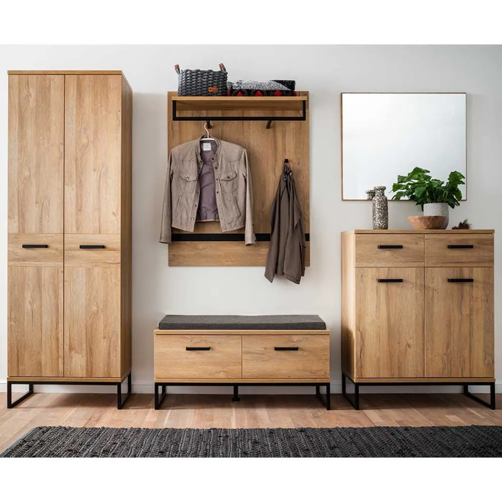 Wohnen Glasmöbel|Diele Komplett*Loft Möbel für Flur im Set - Truvisas (fünfteilig)