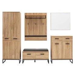 Wohnen Glasmöbel|Diele Komplett*Loft Möbel für Flur im Set - Truvisas (fünfteilig)