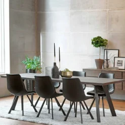 Wohnen Küchen-Essgruppen|Esszimmer Komplett*Loft Sitzgruppe für 6 Personen Namac mit Tisch in Eiche Rauchfarben (siebenteilig)