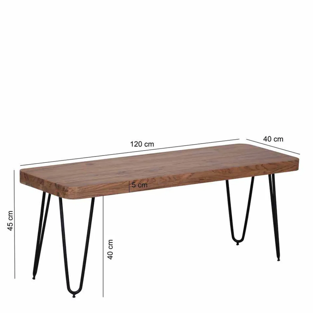 Wohnen Loft Style Essbank mit Massivholz Akazie Lariona & Metall