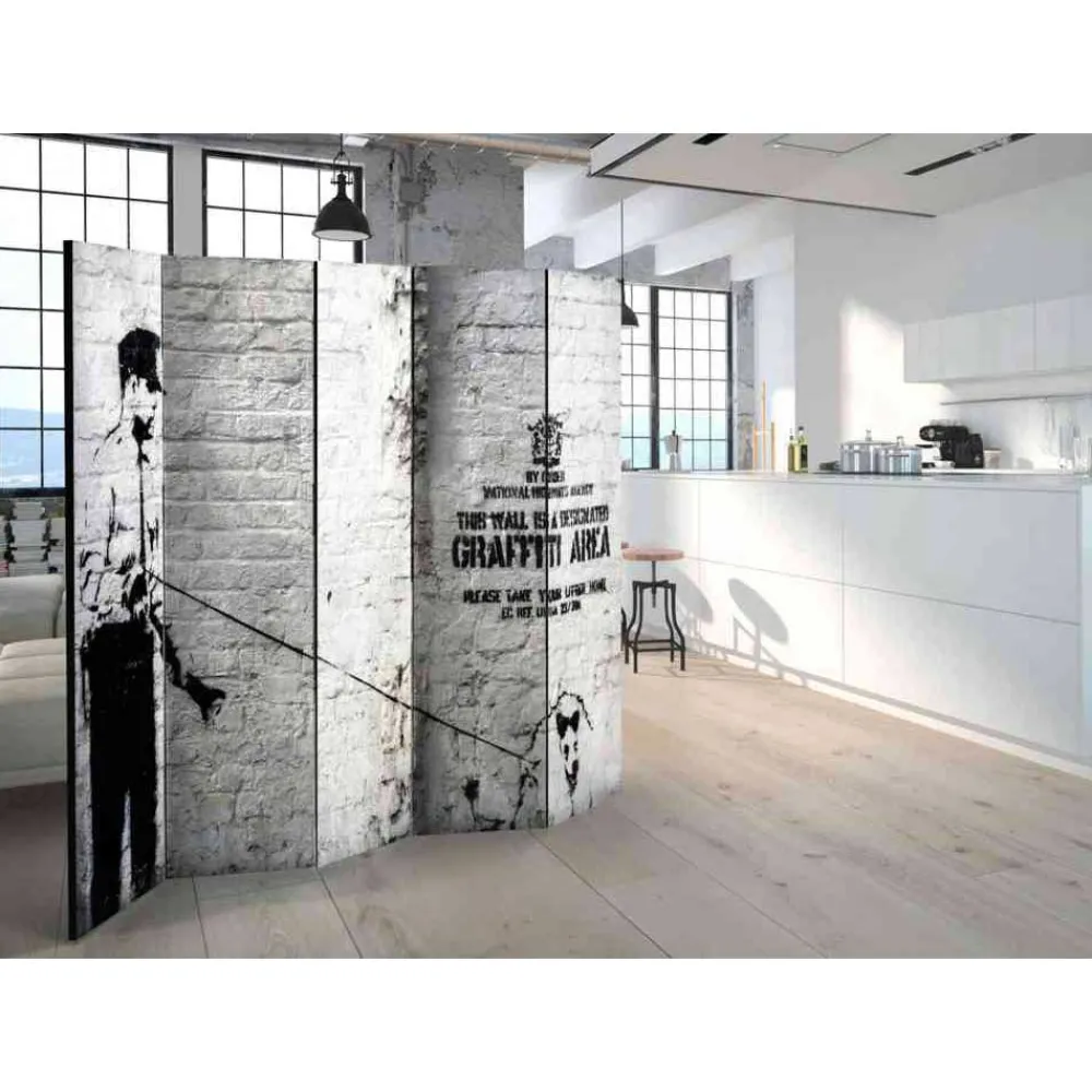 Kinder Wohnen Loft Style Paravent mit Graffiti Mauer - Jeanys