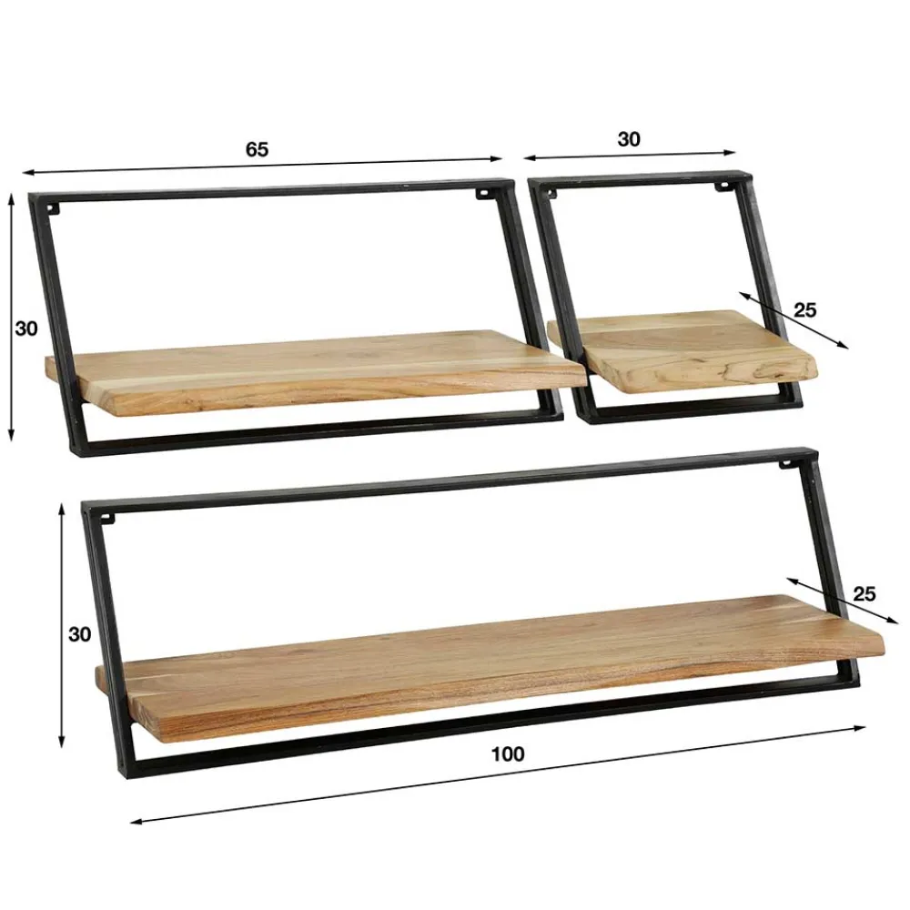 Wohnen Esszimmerregale|Regale*Loft Style Wandboard Set - Massa (dreiteilig)