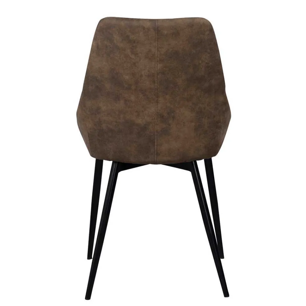 Wohnen Loft Tisch Eiche White Wash & 6 Stühle Pulva in Braun Microfaser (siebenteilig)